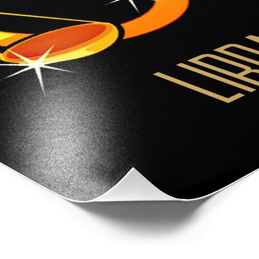 Braune und goldene Libra-Tierzeichen schwarz Fotodruck (Ecke)