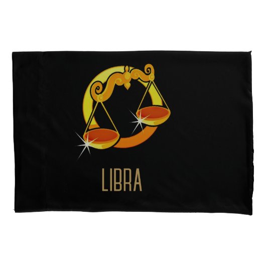 Braune und goldene Libra-Tierzeichen schwarz Kissenbezug (Vorderseite)