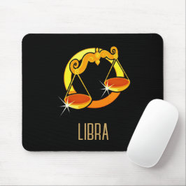Braune und goldene Libra-Tierzeichen schwarz Mousepad