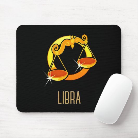 Braune und goldene Libra-Tierzeichen schwarz Mousepad (Mit Mouse)