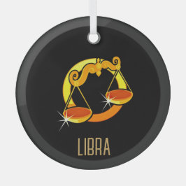 Braune und goldene Libra-Tierzeichen schwarz Ornament Aus Glas