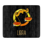 Braune und goldene Libra-Tierzeichen schwarz Schneidebrett (Vorderseite)