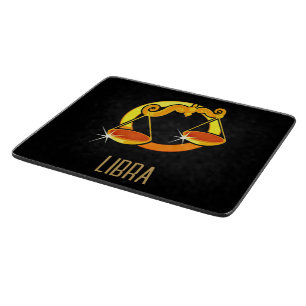 Braune und goldene Libra-Tierzeichen schwarz Schneidebrett