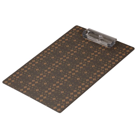 Braune und goldene Retro-Vibes Klemmbrett (Schrägansicht)