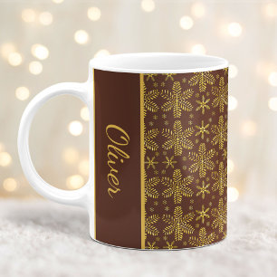 Braune und goldene Schneeflocken Weihnachten Tasse