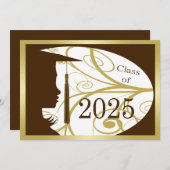 Braune und goldene Silhouette 2025 Einladung (Vorne/Hinten)