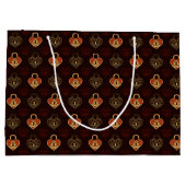 Braune und goldgelbe Herzklopfen Gemustert Große Geschenktüte (Rückseite)