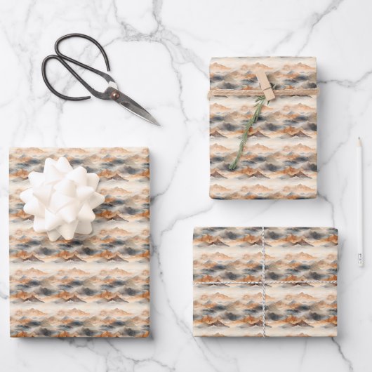 Braune und graue Berglandschaft Geschenkpapier Set (Vorderseite)