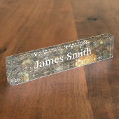 Braune und graue, natürliche Abstrakte Kies Namensplakette (Seite)