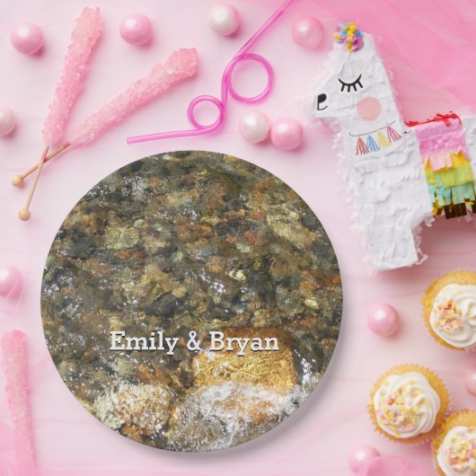 Braune und graue, natürliche Abstrakte Kies Pappteller (Party)