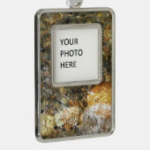 Braune und graue, natürliche Abstrakte Kies Rahmen-Ornament Silber (Rechts)