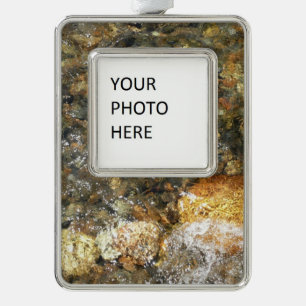 Braune und graue, natürliche Abstrakte Kies Rahmen-Ornament Silber