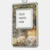 Braune und graue, natürliche Abstrakte Kies Rahmen-Ornament Silber (Links)