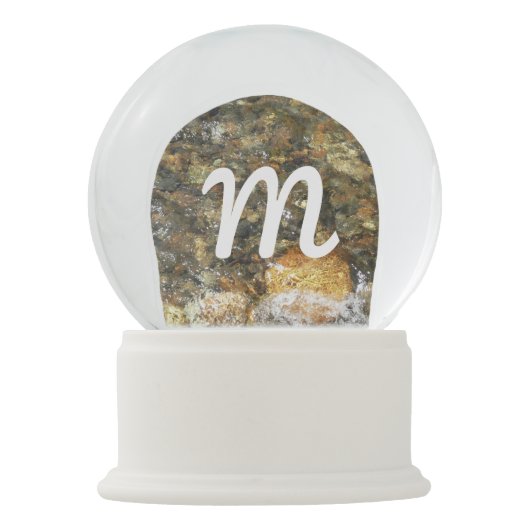 Braune und graue, natürliche Abstrakte Kies Schneekugel (Vorderseite)