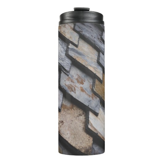 Braune und graue Ziegel Thermosbecher (Vorderseite)