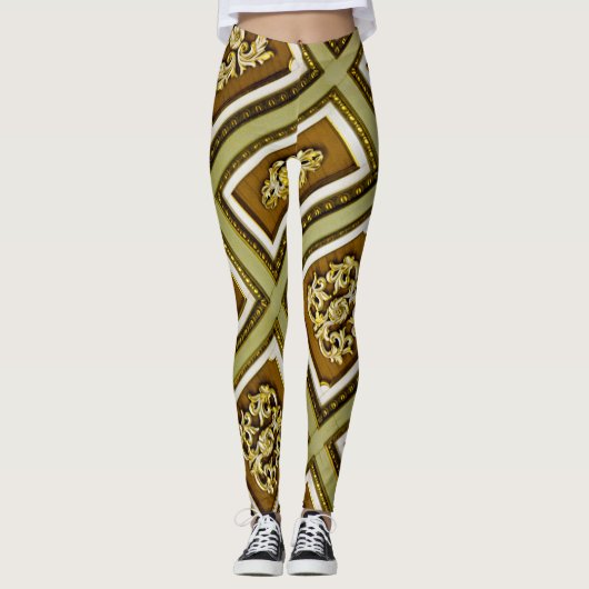 Braune und grüne Architektur Leggings (Vorderseite)
