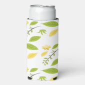 Braune und grüne Blätter auf weiß Selters Dosenkühler (Seltzer Vorderseite)