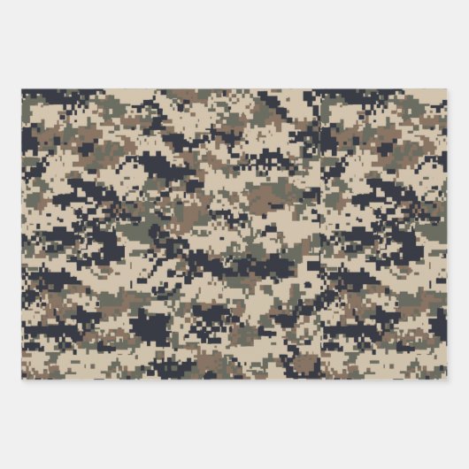Braune und grüne Pixel Camouflage Camouflage Geschenkpapier Set (Vorderseite 2)