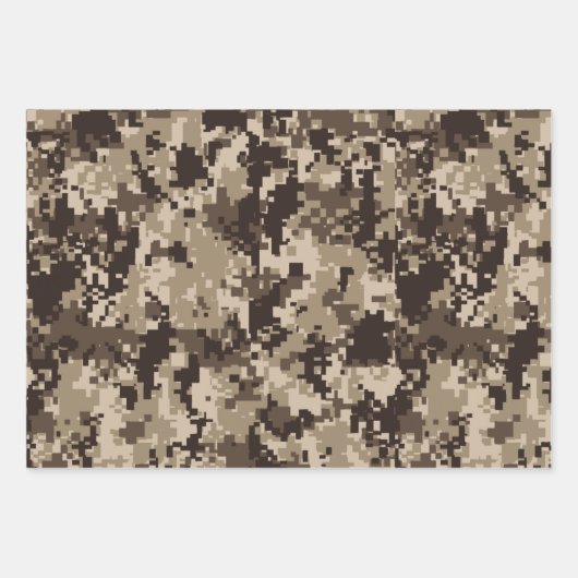 Braune und grüne Pixel Camouflage Camouflage Geschenkpapier Set (Vorderseite)
