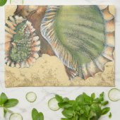 Braune und grüne Seashell Geschirrtuch (Gefaltet)