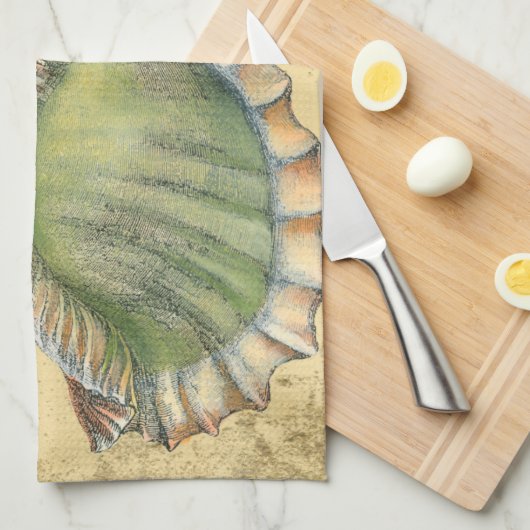 Braune und grüne Seashell Geschirrtuch (Viertel Falte)