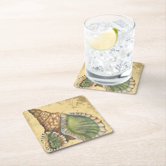 Braune und grüne Seashell Rechteckiger Pappuntersetzer (Vor Ort)