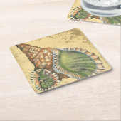 Braune und grüne Seashell Rechteckiger Pappuntersetzer (angewinkelt)