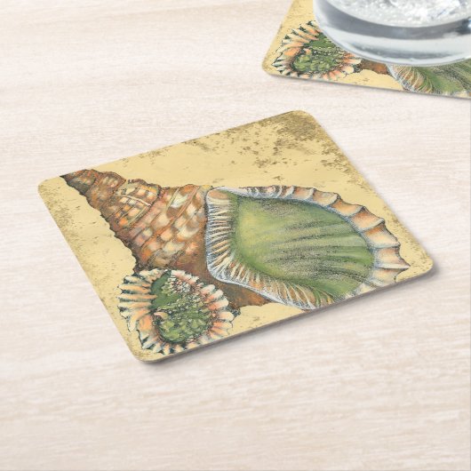 Braune und grüne Seashell Rechteckiger Pappuntersetzer (angewinkelt)