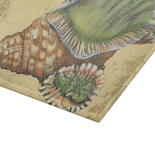 Braune und grüne Seashell Schneidebrett (Ecke)