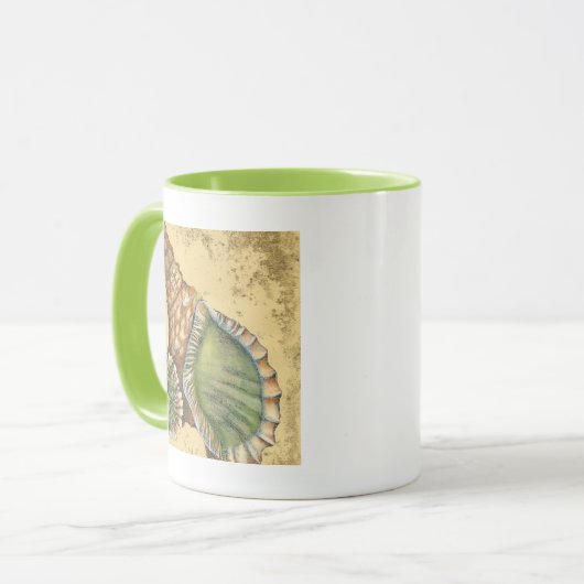 Braune und grüne Seashell Tasse (Vorderseite Links)