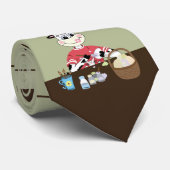 Braune und grüne Streifen Ostern Cartoon Krawatte (Gerollt)