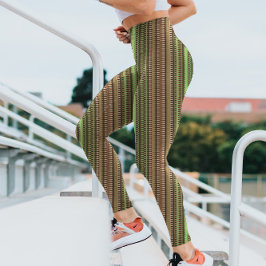 Braune und grüne Trippy Stripes Cool Psychedelic Leggings