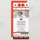 Braune und helle Orange Fußballhochzeit Einladung (Vorne/Hinten)