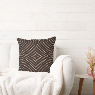 Braune und mehrfarbige Nested Squares Tribal Kissen