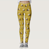 Braune und Mustard Gold Porcupine Gemustert Leggings (Vorderseite)