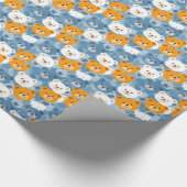 Braune und orange Bärenköpfe | Geschenkpapier (Ecke)