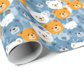 Braune und orange Bärenköpfe | Geschenkpapier (Rolleneckpunkt)