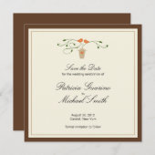 Braune und orange liebende Vögel Save the Date (Vorne/Hinten)