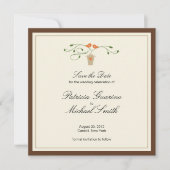 Braune und orange liebende Vögel Save the Date (Vorderseite)