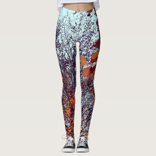 Braune und orangefarbene Blätter Leggings