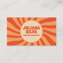 Braune und orangefarbene Retro mit QR-Visitenkarte Visitenkarte