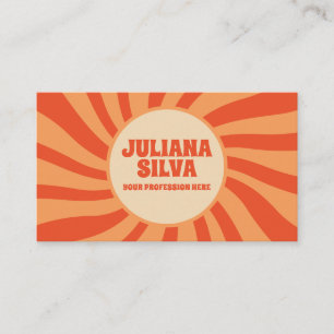 Braune und orangefarbene Retro mit QR-Visitenkarte Visitenkarte