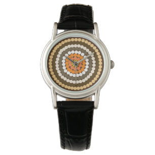 Braune und orangefarbene Spottenflächen, Armbanduhr