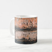 Braune und orangefarbene Tafel Kaffeetasse (Vorderseite Links)