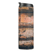 Braune und orangefarbene Tafel Thermosbecher (Nach rechts gedreht)