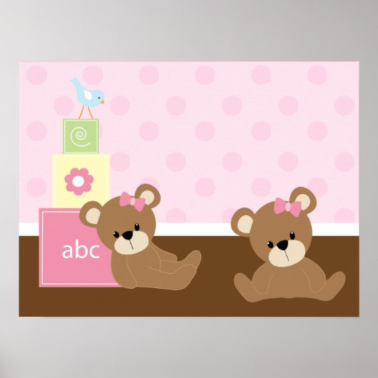 Braune und rosa Bären Kids Wall Decke Poster (Vorne)