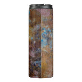 Braune und rosa Holzfläche Thermosbecher (Rückseite)