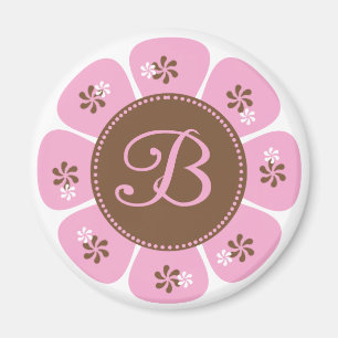 Braune und rosa Monogramm B Magnet