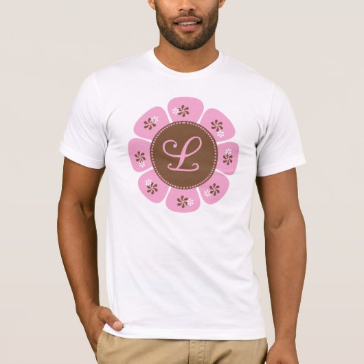 Braune und rosa Monogramm L T-Shirt (Vorderseite)