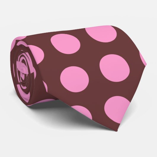 Braune und rosa Polka Dot Krawatte (Gerollt)